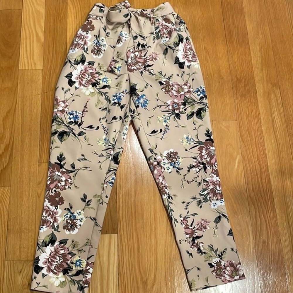 Floral Paper Bag Pants